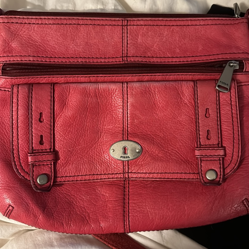 FOSSIL Deep Pink Leather bag